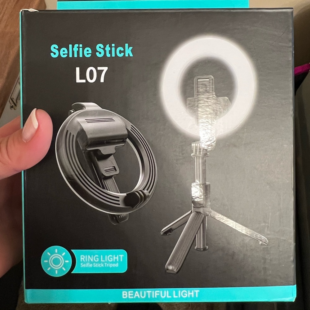 Selfie stick ring light